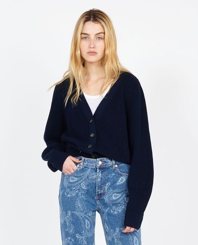  THE KOOPLES - Áo khoác cardigan nữ cổ V tay dài Cropped Cotton 