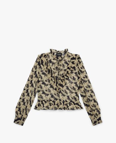  THE KOOPLES - Áo kiểu nữ tay dài cổ V Buttoned Short Printed 