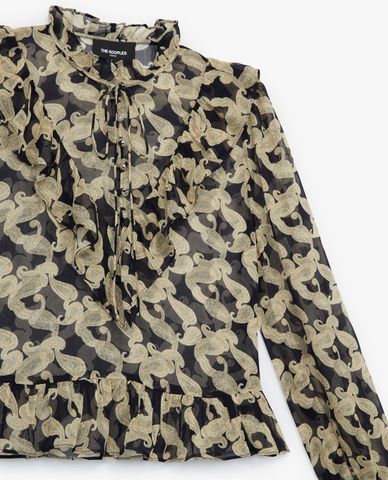  THE KOOPLES - Áo kiểu nữ tay dài cổ V Buttoned Short Printed 