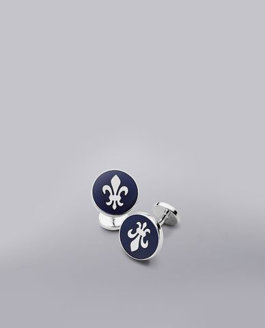  CHARLES TYRWHITT - Khuy măng sét nam hình tròn Enamel Fleur de Lys 