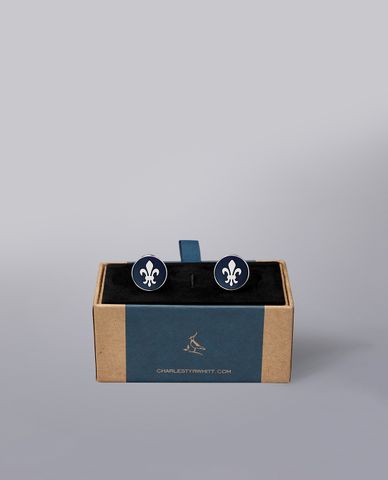  CHARLES TYRWHITT - Khuy măng sét nam hình tròn Enamel Fleur de Lys 