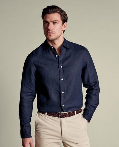  CHARLES TYRWHITT - Áo sơ mi nam cổ bẻ tay dài Pure Linen 
