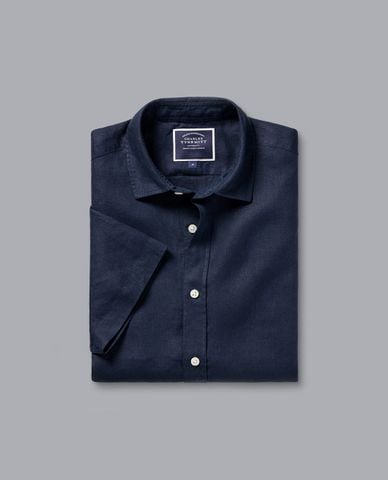  CHARLES TYRWHITT - Áo sơ mi nam tay ngắn Pure Linen 