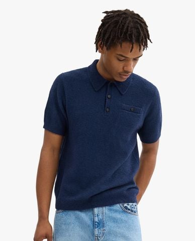  COACH - Áo polo nam dệt kim cổ tròn tay ngắn trẻ trung 