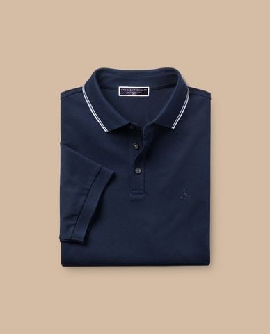 CHARLES TYRWHITT - Áo polo nam cổ bẻ tay ngắn Tyrwhitt Pique Contrast Tipping 