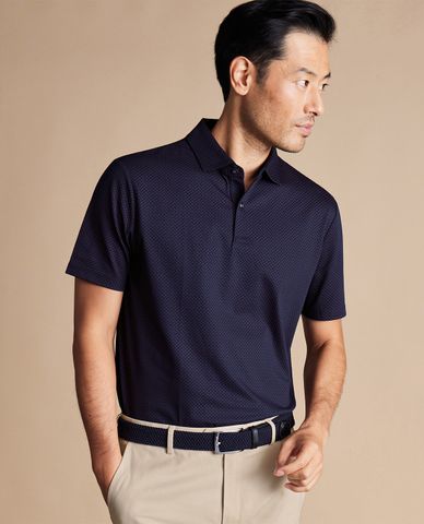  CHARLES TYRWHITT - Áo polo nam cổ bẻ tay ngắn Performance Geo Print 