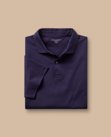  CHARLES TYRWHITT - Áo polo nam cổ bẻ tay ngắn Performance Geo Print 