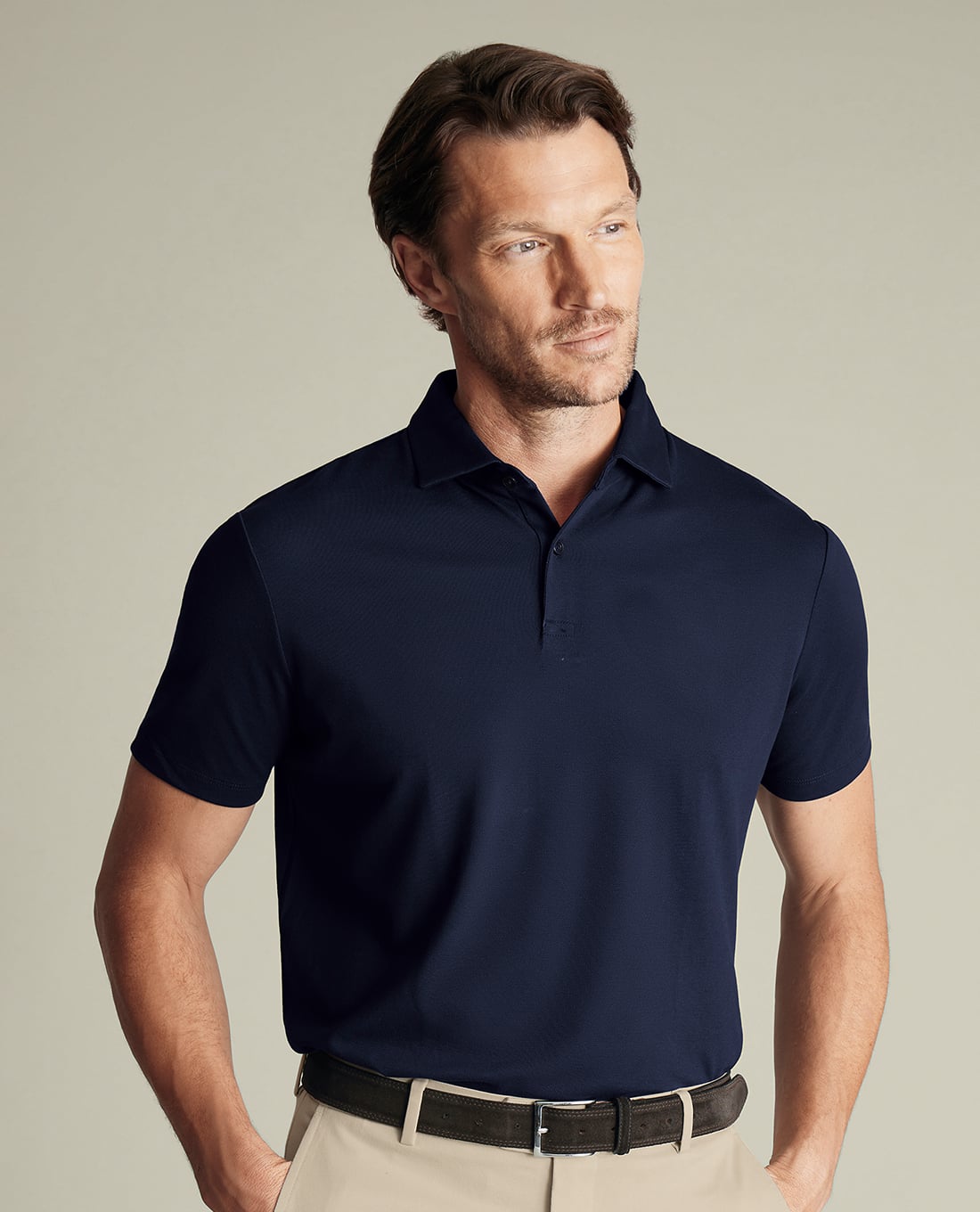 CHARLES TYRWHITT - Áo polo nam cổ bẻ tay ngắn Smart Pique