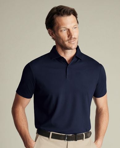 CHARLES TYRWHITT - Áo polo nam cổ bẻ tay ngắn Smart Pique 