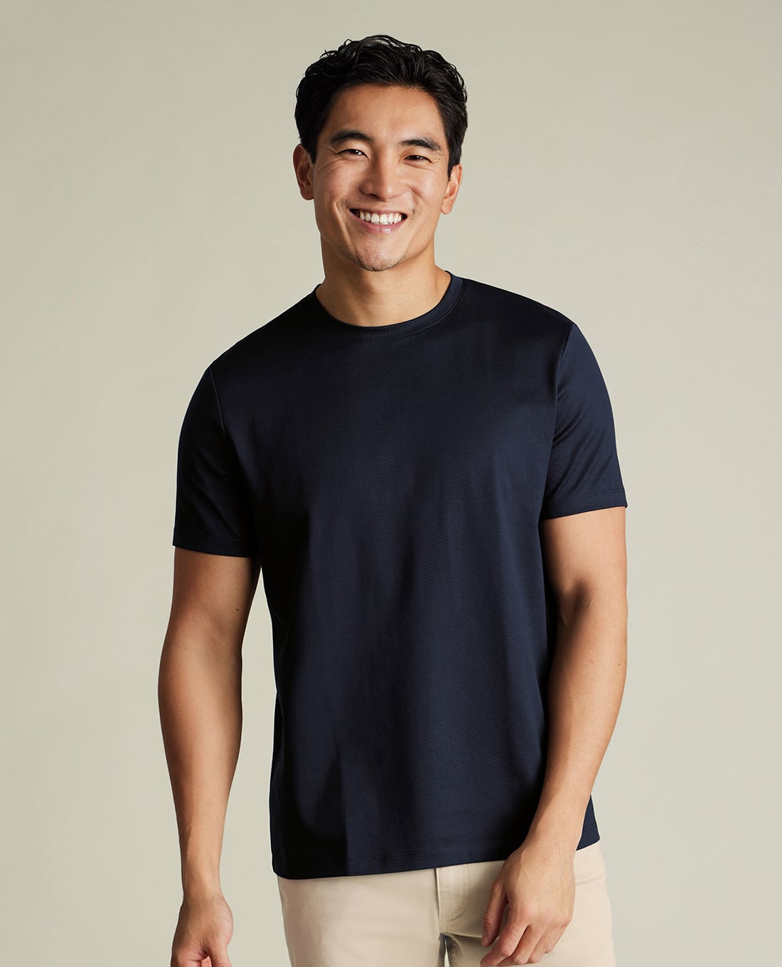 CHARLES TYRWHITT - Áo thun nam cổ tròn tay ngắn Pure Cotton