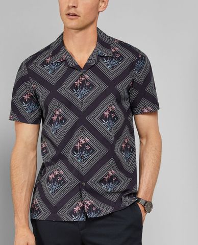  TED BAKER - Áo sơ mi nam tay ngắn họa tiết Brayden 
