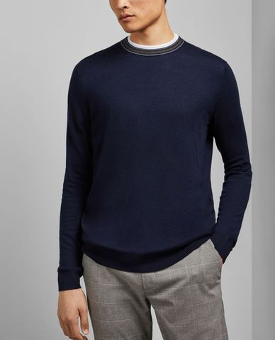  TED BAKER - Áo len nam tay dài Navy Mailais 