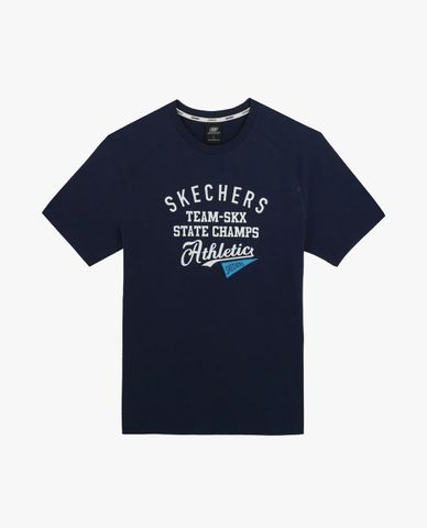  SKECHERS - Áo thun nam cổ tròn tay ngắn Athletics 