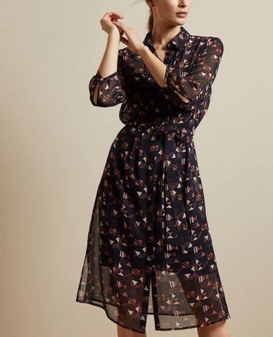  TED BAKER - Đầm midi sơ mi cổ bẻ Ronniy 