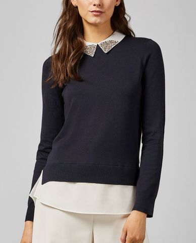  TED BAKER - Áo len nữ Liaylo Navy Sparkle Collar 