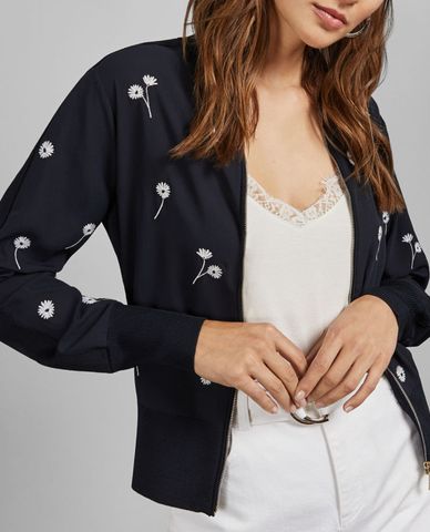  TED BAKER - Áo khoác nữ họa tiết hoa Navy Prailine 