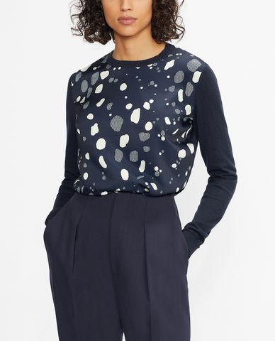  TED BAKER - Áo len nữ cổ tròn dài tay phối họa tiết thời trang 