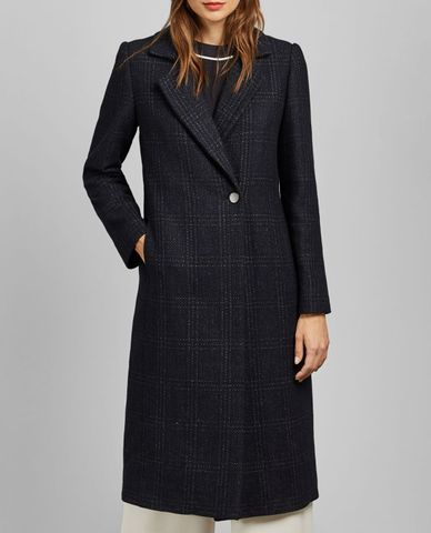  TED BAKER - Áo khoác nữ thanh lịch phom dài Navy Check 