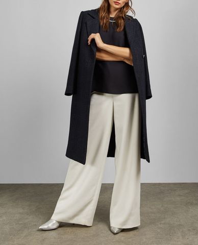  TED BAKER - Áo khoác nữ thanh lịch phom dài Navy Check 