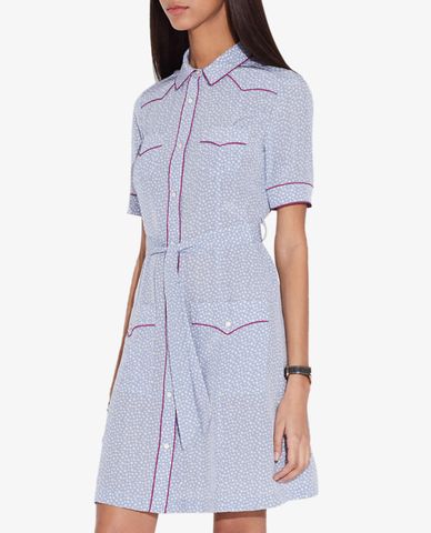  COACH - Đầm mini sơ mi ngắn tay Star Print 