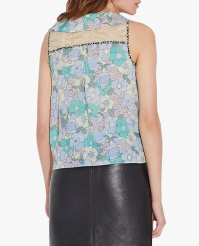  COACH - Áo kiểu nữ cổ tròn sát nách Floral Button Print 