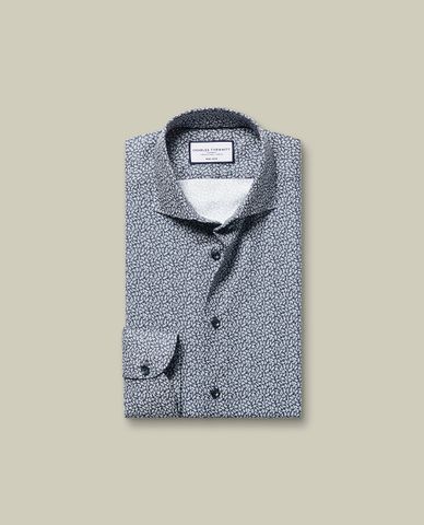  CHARLES TYRWHITT - Áo sơ mi nam tay dài Non-Iron Stretch Leaf Print 