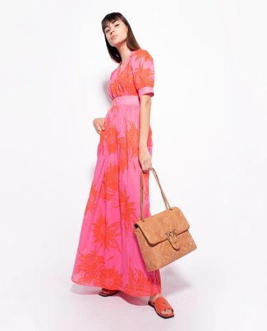  PINKO - Đầm maxi cổ V cut out phối thắt lưng Allineato 