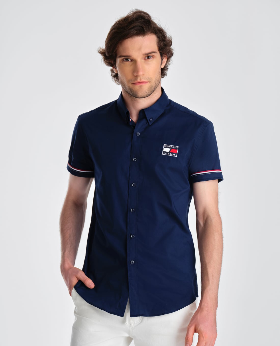 BEVERLY HILLS POLO CLUB - Áo sơ mi nam cổ bẻ tay ngắn trẻ trung