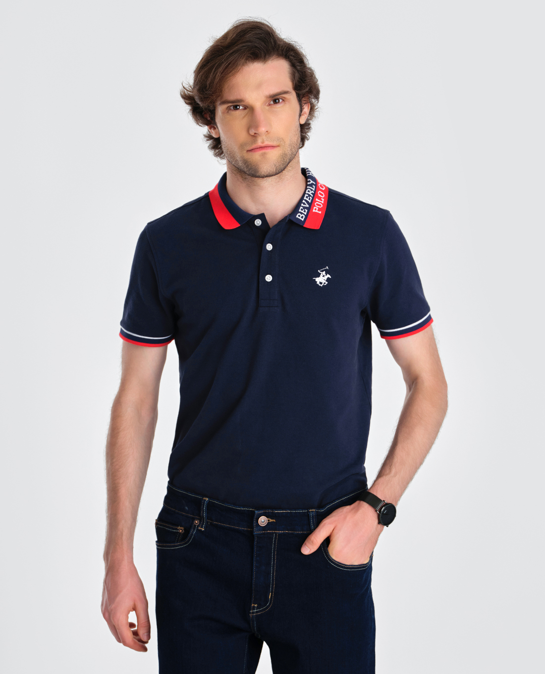 BEVERLY HILLS POLO CLUB - Áo polo nam cổ bẻ tay ngắn thời trang