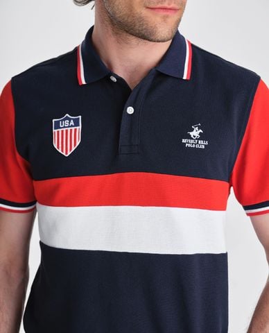  BEVERLY HILLS POLO CLUB - Áo polo nam cổ bẻ tay ngắn thời trang 
