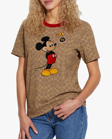  COACH - Áo thun nữ cổ tròn ngắn tay Disney X Coach Mickey Mouse & Friends 