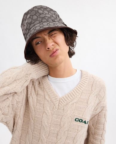  COACH - Nón bucket nam Signature Jacquard 