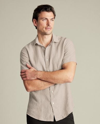  CHARLES TYRWHITT - Áo sơ mi nam cổ bẻ tay ngắn Pure Linen 