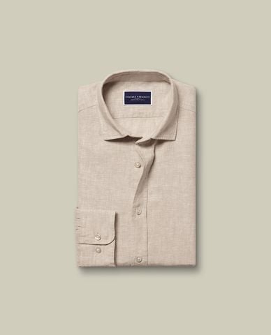  CHARLES TYRWHITT - Áo sơ mi nam cổ bẻ tay dài Pure Linen 