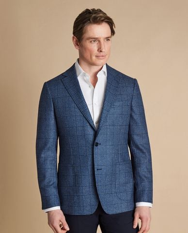  CHARLES TYRWHITT - Áo khoác blazer nam tay dài Wool Silk Check 