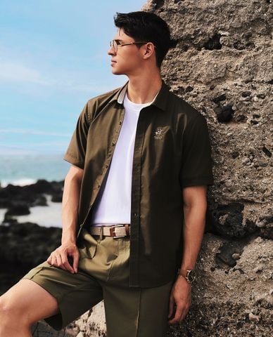  BEVERLY HILLS POLO CLUB - Áo sơ mi nam cổ bẻ tay ngắn thời trang 