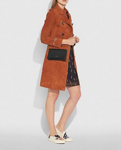  COACH - Túi đeo vai nữ hình chữ nhật dây đeo kim loại Foldover 