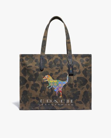  COACH - Túi tote nam chữ nhật 42 Rainbow Signature Rexy 