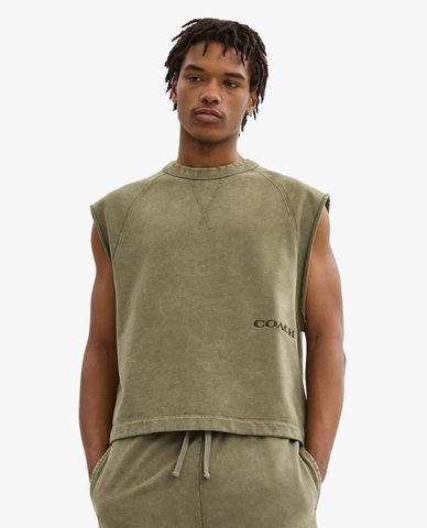  COACH - Áo sát nách nam cổ tròn phối logo năng động 