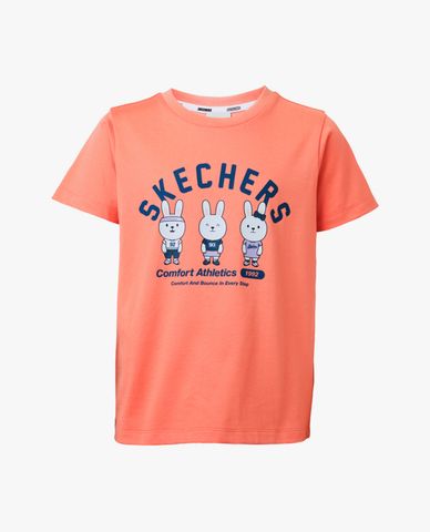  SKECHERS - Áo thun bé gái cổ tròn tay ngắn Comfort Athletic 