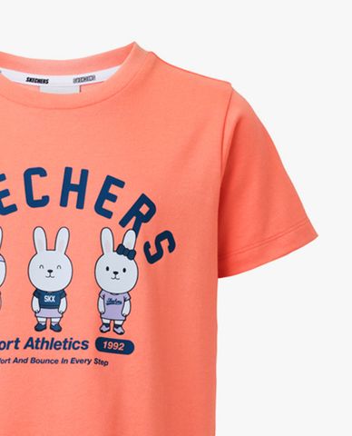  SKECHERS - Áo thun bé gái cổ tròn tay ngắn Comfort Athletic 