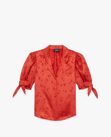  THE KOOPLES - Áo sơ mi nữ ngắn tay Blue Satin 