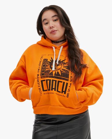  COACH - Áo hoodie nữ tay dài phối hoạ tiết cá tính 