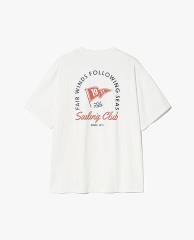  FILA - Áo thun unisex cổ tròn tay ngắn Sailing Flag Graphic 