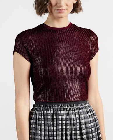  TED BAKER - Áo thun nữ tay ngắn cổ tròn Catrino Metallic Fitted 