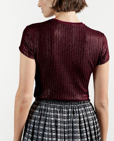  TED BAKER - Áo thun nữ tay ngắn cổ tròn Catrino Metallic Fitted 
