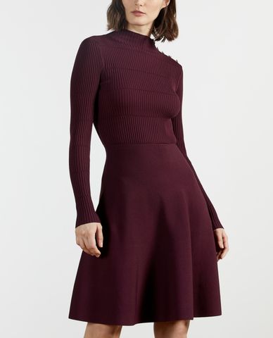  TED BAKER - Đầm midi tay dài cổ trụ Button Detail Skater 