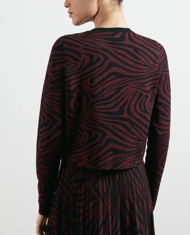  TED BAKER - Áo sweater nữ tay dài cổ tròn Zebra Jacquard 