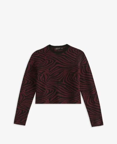  TED BAKER - Áo sweater nữ tay dài cổ tròn Zebra Jacquard 