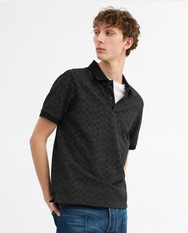  COACH - Áo polo nam cổ bẻ tay ngắn Signature 